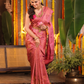 Rajani Rekha - Royal Rani pink silk with floral vine zari