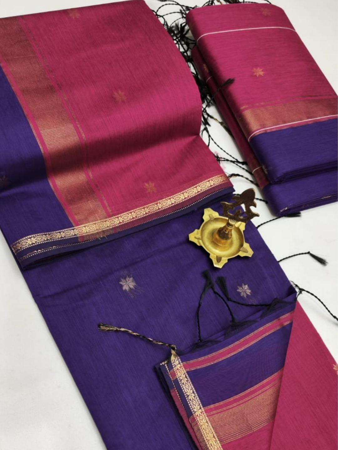 Maheshwari Silk Cotton Saree – Festive Elegance |Navy Blue