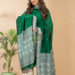 Deep Emerald | Handloom Jamdani Muslin Unstitched 2-Piece Kurti | Baluchari Design