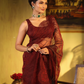 Organza Embroidery Saree With Deep Maroon - 002