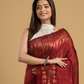 Matka Silk Jamdani Saree  With Blood Red - 084