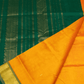 Pure Handloom Korvai Silk Cotton Saree in Sun Yellow Green Border with small buttas - 140