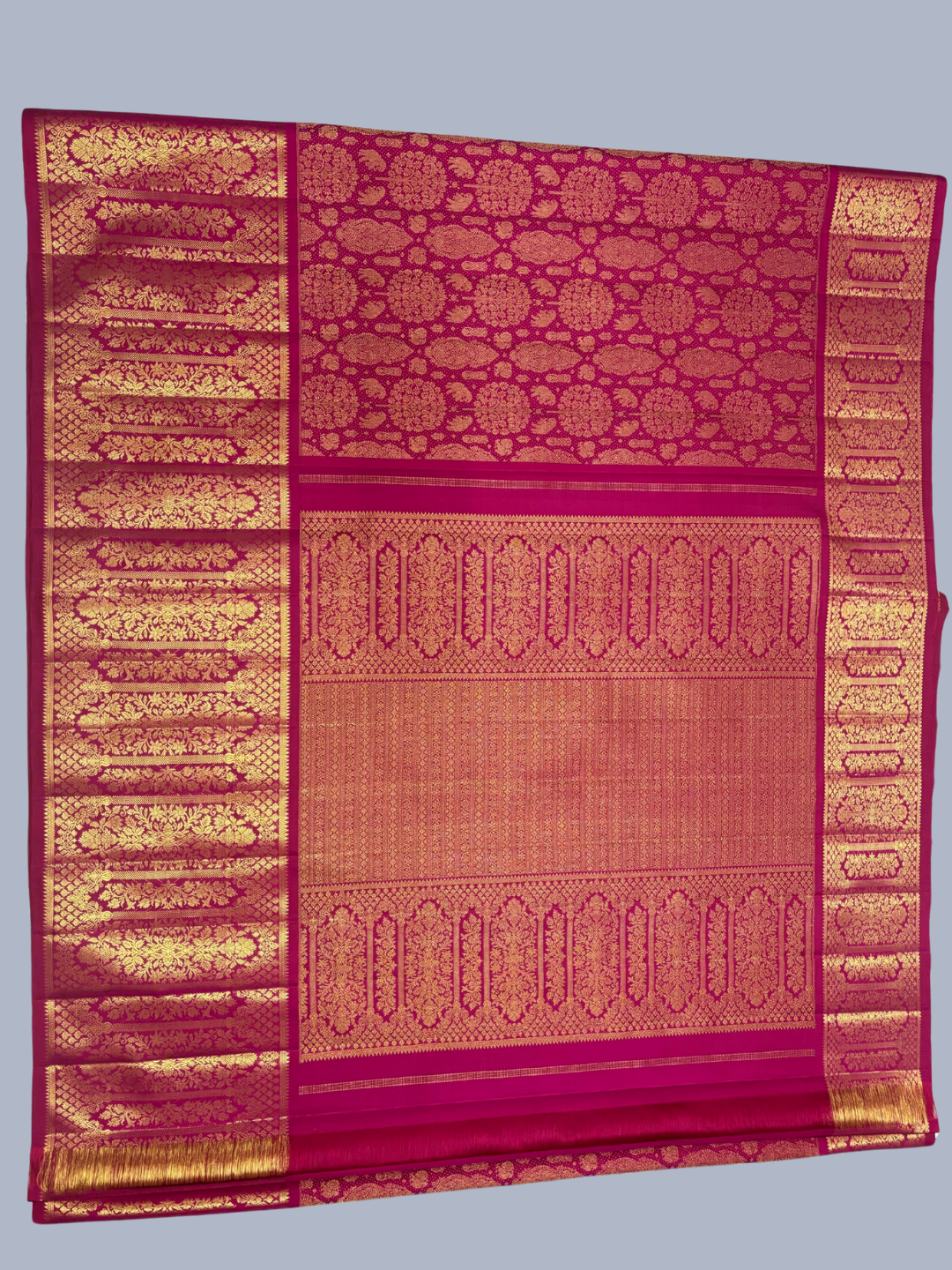 Pink Red Pure Handwoven Gadwal Silk Saree -202