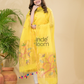 Lemon Zest | Handloom Jamdani Muslin Unstitched 2-Piece Kurti | Paithani Design