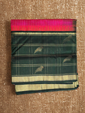 Pure Handloom Korvai Saree | Deep Pink and Dark Green