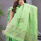 Handwoven Jamdani Silk Cotton Kurti  |  Lime Green