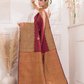 Manjari  -  Ruby red silk with intricate golden zari and festive tone