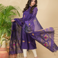 Grape Purple Mercerised Cotton Meenakari Motif 2-Piece Kurti & Dupatta (UNSTITCHED)-874