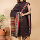 Dark Maroon Baluchari Linen 2-Piece Set Kurti & Dupatta (UNSTITCHED) - 049