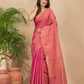 Tissue Linen Handloom Saree With Peach Pink - 023