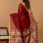 Pure Handloom Linen Saree | Deep Red