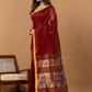 Pure Handloom Linen Saree | Deep Red