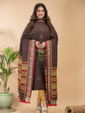 Russet Brown Baluchari Linen 2-Piece Set Kurti & Dupatta (UNSTITCHED) - 050