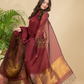 Blood Red Muslin Linen 2-Piece Set Kurti & Dupatta (UNSTITCHED) - 867