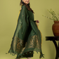 Handwoven Jamdani Linen Unstitched 2-piece Kurti | Forest Green