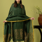 Handwoven Jamdani Linen Unstitched 2-piece Kurti | Forest Green