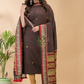 Russet Brown Baluchari Linen 2-Piece Set Kurti & Dupatta (UNSTITCHED) - 050