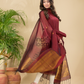 Blood Red Muslin Linen 2-Piece Set Kurti & Dupatta (UNSTITCHED) - 867