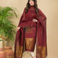 Blood Red Muslin Linen 2-Piece Set Kurti & Dupatta (UNSTITCHED) - 867