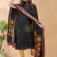 Soft Black Baluchari Linen 2-Piece Set Kurti & Dupatta (UNSTITCHED) - 051
