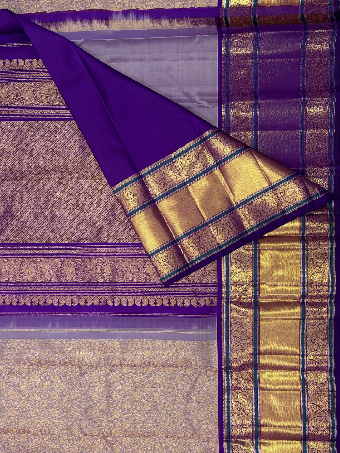 Handwoven Pure Gadwal Silk Saree | Purple