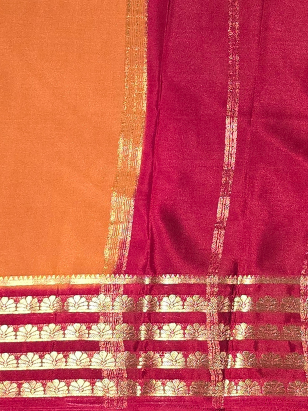 Classic Mysore Silk Saree  |  Carrot Orange