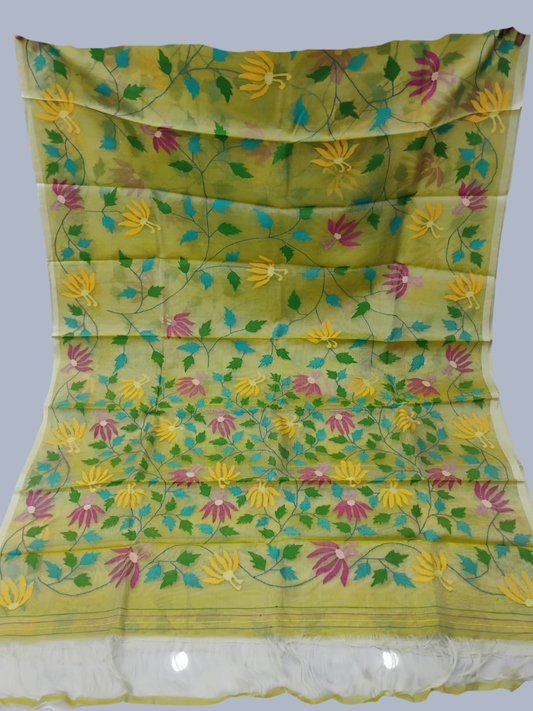 Handwoven Pure Handwoven Pure Muslin Saree  |  Butter Yellow