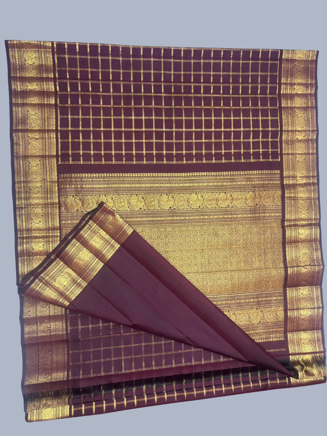 Handwoven Pure Gadwal Silk Saree  |  Wine Red