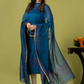 Handwoven Jamdani cotton Unstitched 2-piece Kurti | Peacock Teal Blue