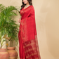 Matka Silk Jamdani Saree With Classic Red - 023