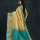 Pure Handloom Korvai Silk Cotton Saree in Light Yellow and Blue Border - 111