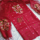Muslin Jamdani 2-Piece Set Kurti & Dupatta (UNSTITCHED) Chilli Red -937