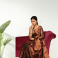 Tissue Silk Saree With Golden Wood Brown  - 010