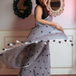 Handloom Mul Cotton Saree Smokey Black Hearts - 063
