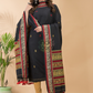 Soft Black Baluchari Linen 2-Piece Set Kurti & Dupatta (UNSTITCHED) - 051