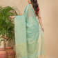 Tissue Linen Handloom Saree With Mint Green - 024