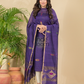 Grape Purple Mercerised Cotton Meenakari Motif 2-Piece Kurti & Dupatta (UNSTITCHED)-874