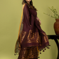 Handwoven Jamdani Linen Unstitched 2-piece Kurti | Deep Plum