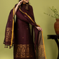 Handwoven Jamdani Linen Unstitched 2-piece Kurti | Deep Plum