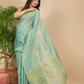 Tissue Linen Handloom Saree With Mint Green - 024