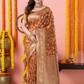 Classic Benarasi Katan Semi Silk Saree | Copper Brown