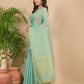 Tissue Linen Handloom Saree With Mint Green - 024