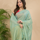 Tissue Linen Handloom Saree With Mint Green - 024