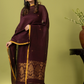 Handwoven Jamdani Linen Unstitched 2-piece Kurti | Deep Plum