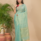 Tissue Linen Handloom Saree With Mint Green - 024