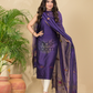 Grape Purple Mercerised Cotton Meenakari Motif 2-Piece Kurti & Dupatta (UNSTITCHED)-874