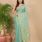 Tissue Linen Handloom Saree With Mint Green - 024