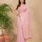 Tissue Linen Handloom Saree With Pastel Pink - 025