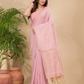 Tissue Linen Handloom Saree With Pastel Pink - 025