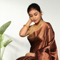 Tissue Silk Saree With Golden Wood Brown  - 010